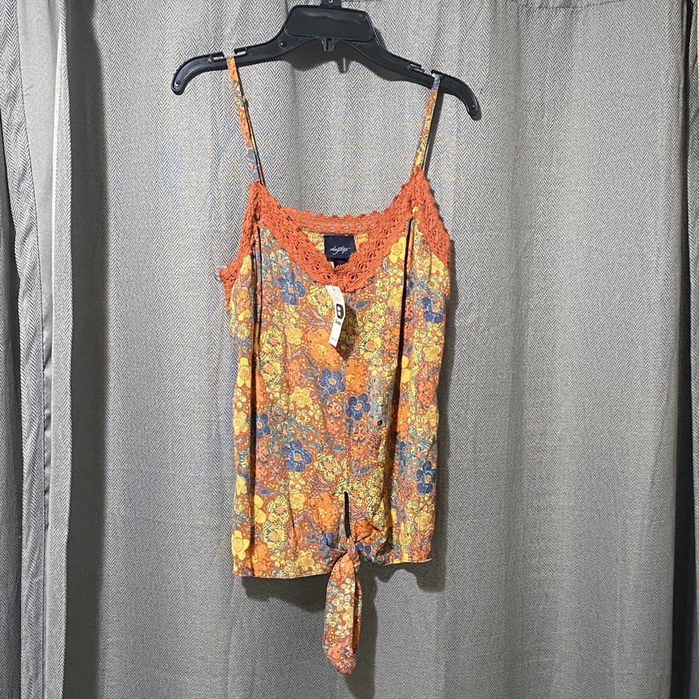 Daytrip Women's Camisole with Floral Design - Orange and Blue